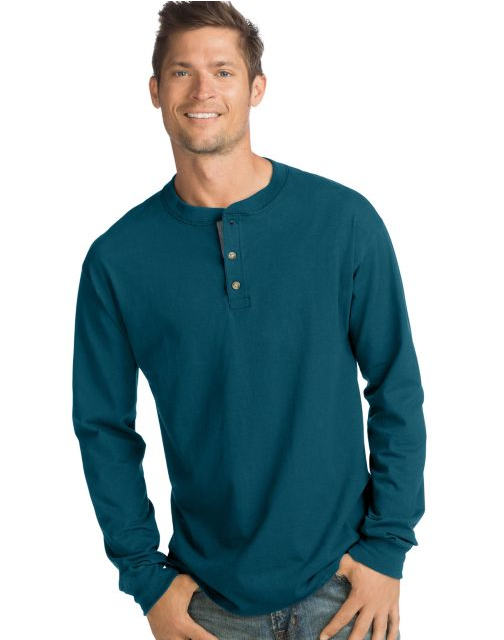 Hanes Men's Beefy-T Long-Sleeve Henley O5719