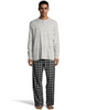 Hanes Men's Henley Crew with Flannel Pant PJ Set 3003B