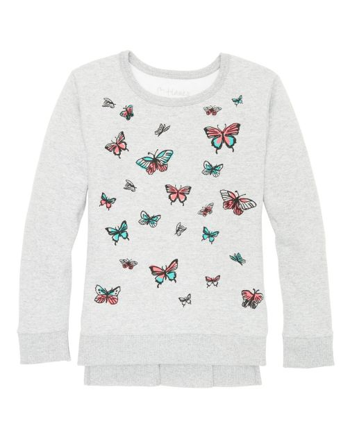 Hanes Girls' High-Low Graphic Sweatshirt K376