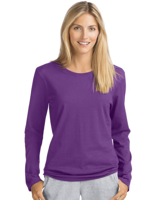 Hanes Women's Long-Sleeve Crewneck T-Shirt O9133