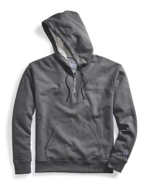 Champion Men's Powerblend® Fleece Quarter Zip Hoodie, Embrderd Logo S0892 Y08009