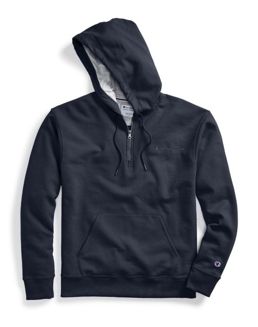 Champion Men's Powerblend® Fleece Quarter Zip Hoodie, Embrderd Logo S0892 Y08009