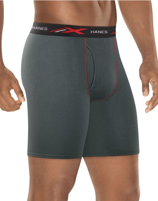 Hanes X-Temp® 4-Way Stretch Mesh Performance Long Leg Boxer Brfs 2X 3-Pk XTMLA3