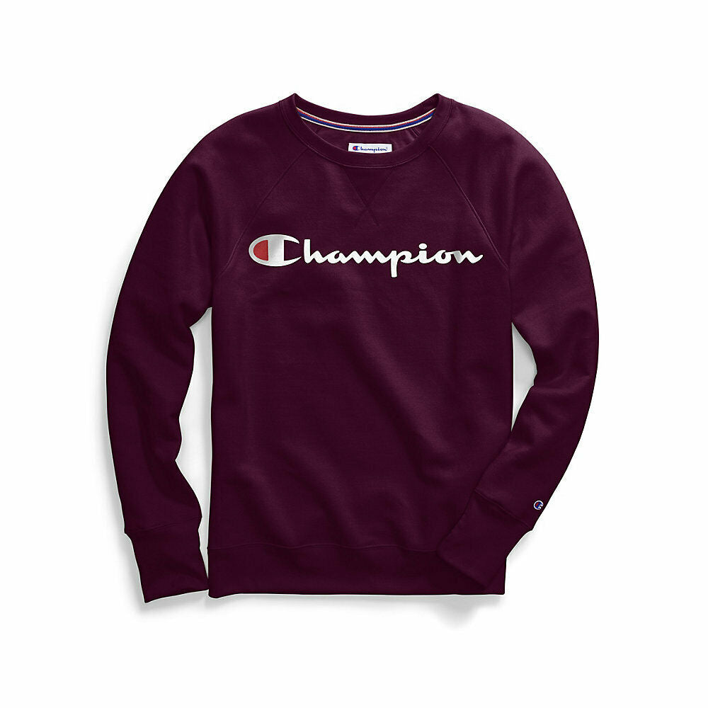 Champion Women's Plus Powerblend® Fleece Boyfriend Crew, Script Logo GF914 Y0746