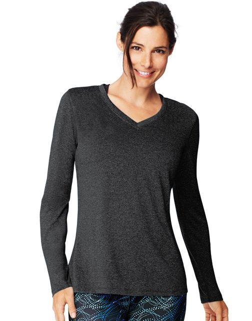 Hanes Sport™ Cool DRI® Women's Performance Long-Sleeve V-Neck T-Shirt O9309