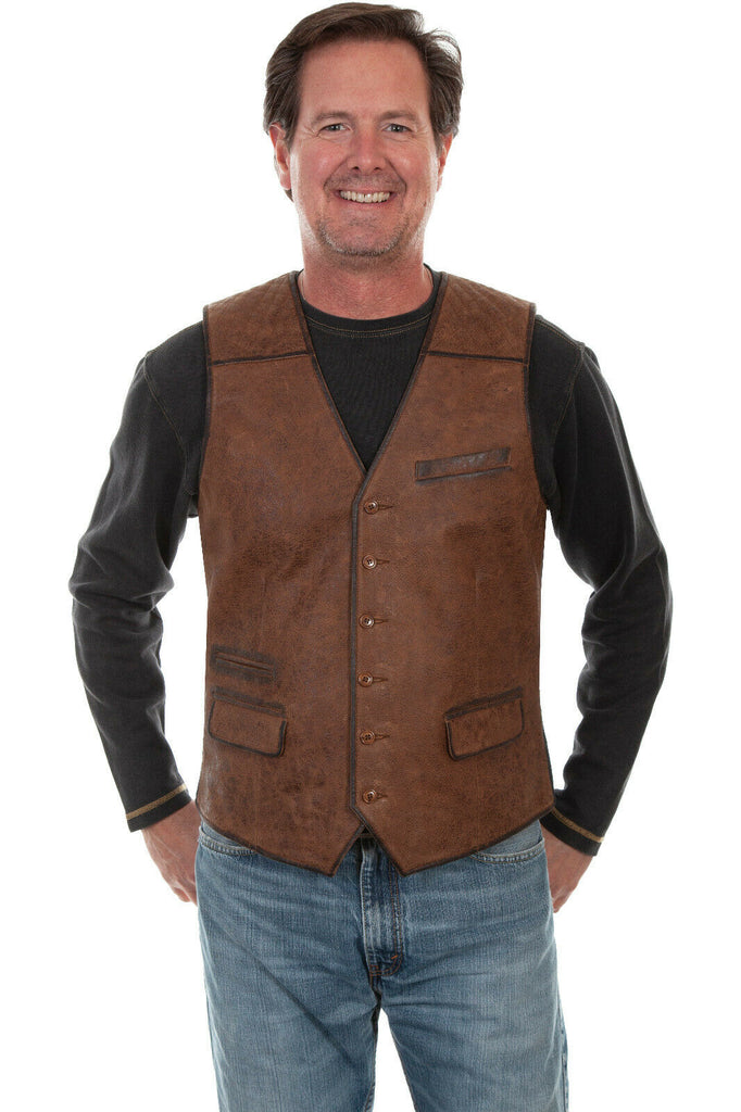 Scully Men's Leather and Canvas Vest 1049
