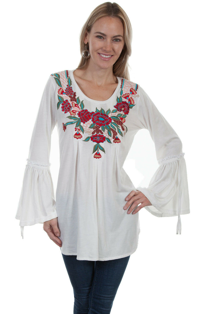 Scully Folky Floral Embroidered Blouse HC450