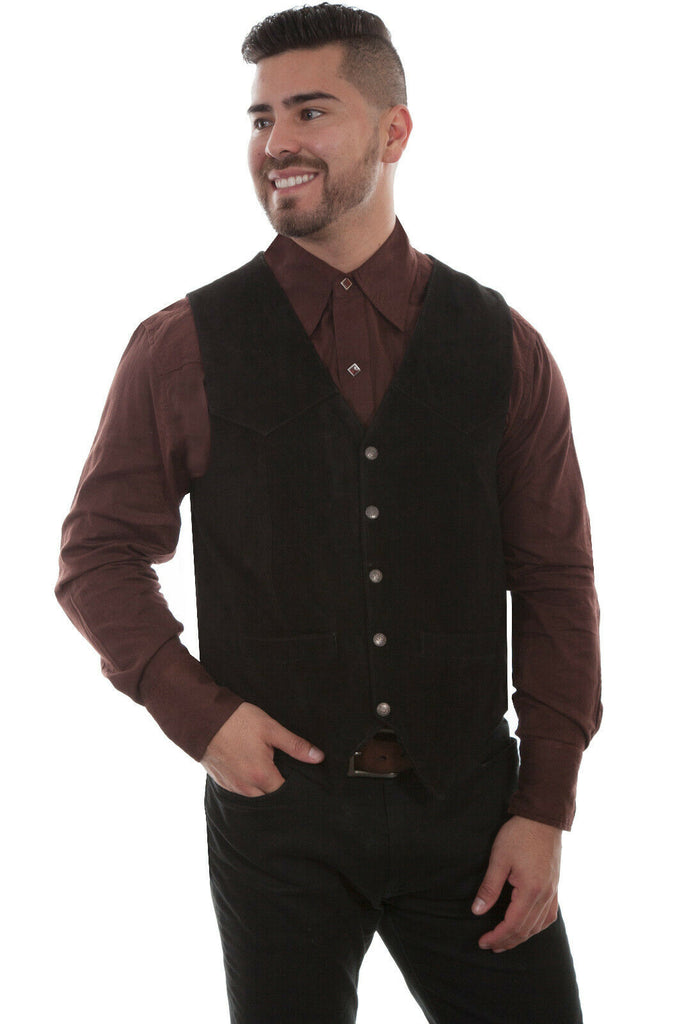 Scully Leather Men's Lambskin or Suede Snap Vest 507