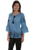 Scully Womens Denim Cotton Blend Peplum Blouse HC467