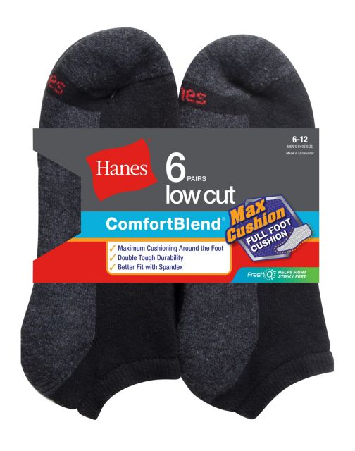 Hanes Men's ComfortBlend® Max Cushion Low Cut Sock 6-Pack MC14/6