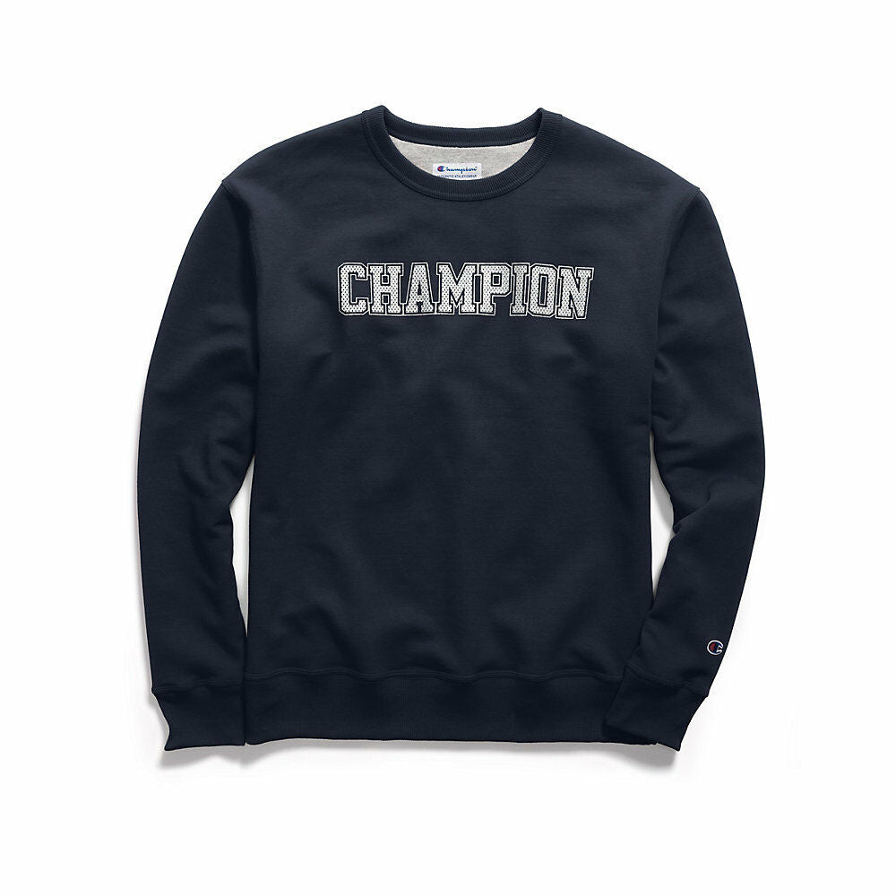 Champion Men's Powerblend® Fleece Crew, Mesh-Effect Logo GF88H Y07420