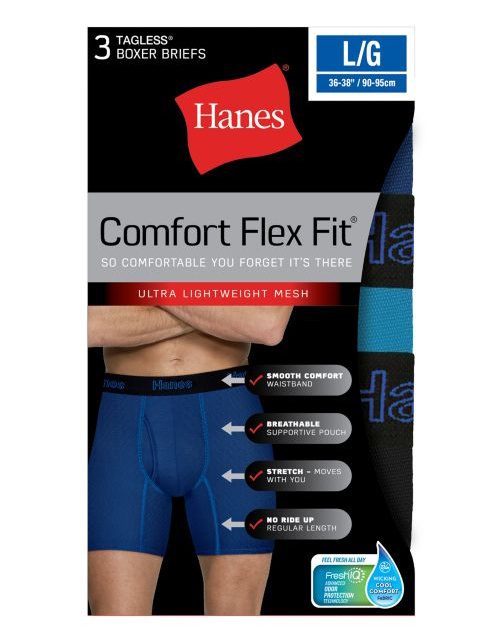 Hanes Men's Comfort Flex Fit® Breathable Mesh Boxer Briefs 3-Pack CFFBP3