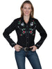 Scully Women's Poly/Rayon Skull & Roses Long Sleeve Western Blouse PL-771