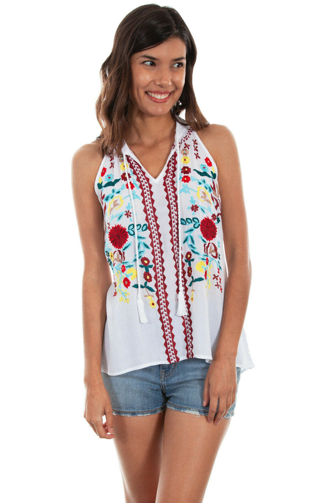 Scully Women Embroidered 100% Viscose Rick Rack Tank Top HC455