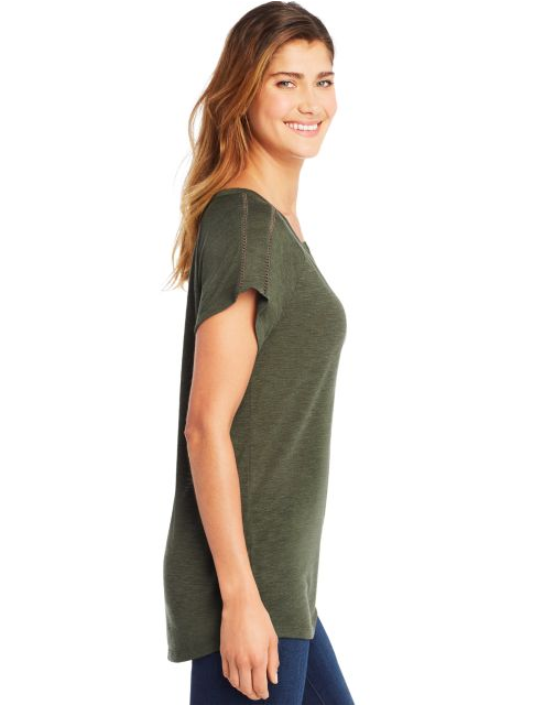 Hanes Women's Peasant Henley Top O9355