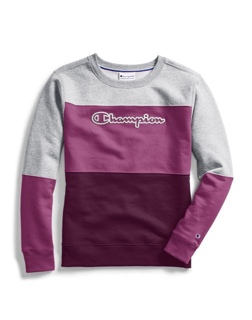 Women's Powerblend® Colorblock Crew, Chainstitch Outline Logo