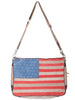 Scully Leather Handbag Womens Tan Suede Shoulder Tote American Flag B124