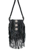 Scully Leather Handbag Womens Black Fringe Crossbody Bag B94