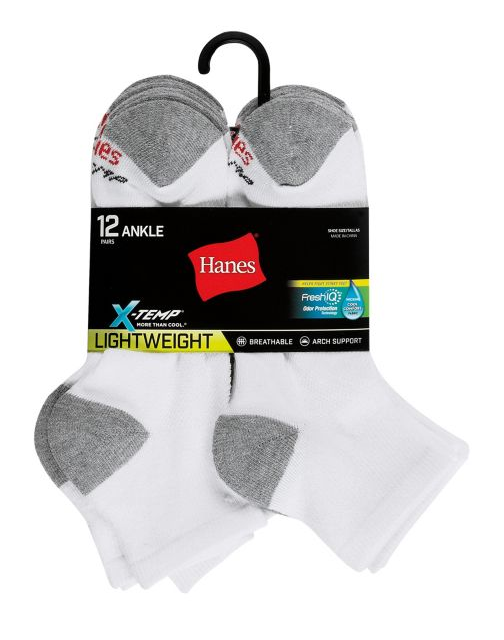 Hanes Men's FreshIQ™ X-Temp® Ankle Socks 12-Pack LTAC16