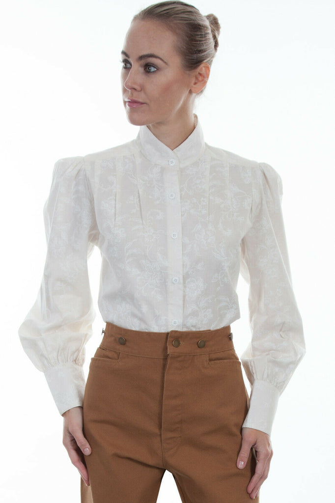 Wahmaker Women's 100% Cotton Le Fleur Long Sleeve Blouse 741390