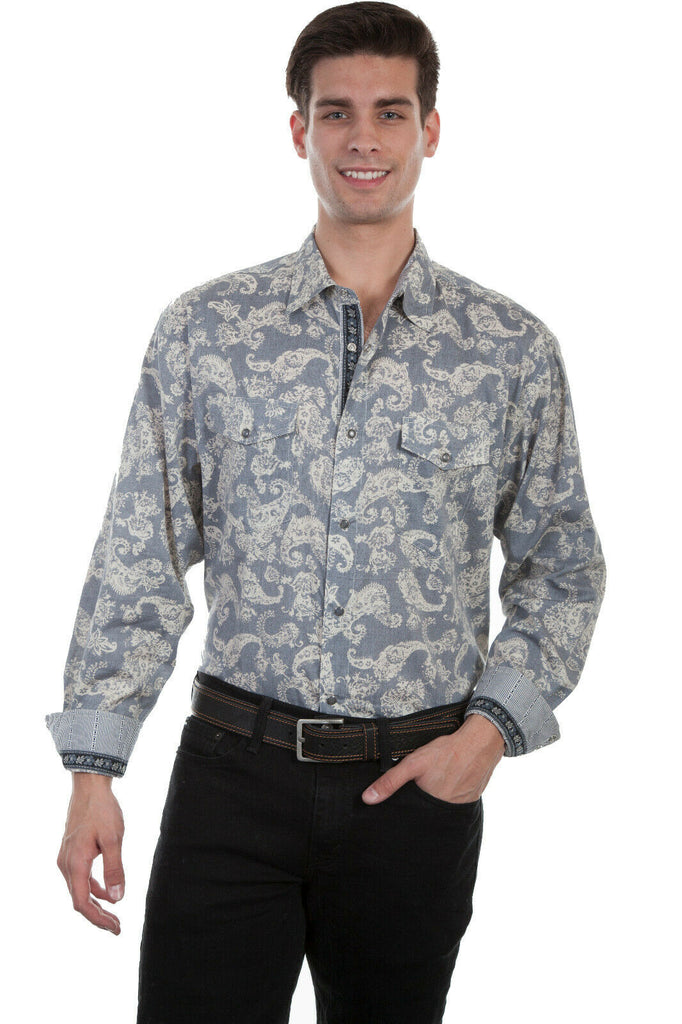 Scully Men's 100% Cotton Paisley Long Sleeve Western Shirt PS-217