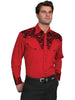 Scully Men's Western Shirt Poly Blend Floral Tooled Stitch Long Sleeve P-634