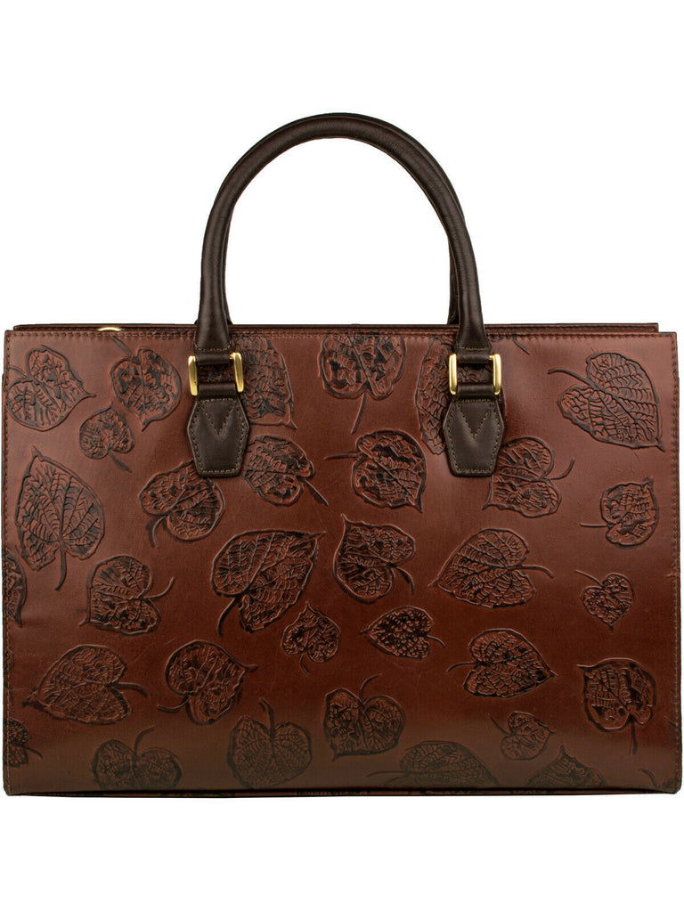 Scully Womens Dark Brown Embossed Leather Leaf Handbag B169