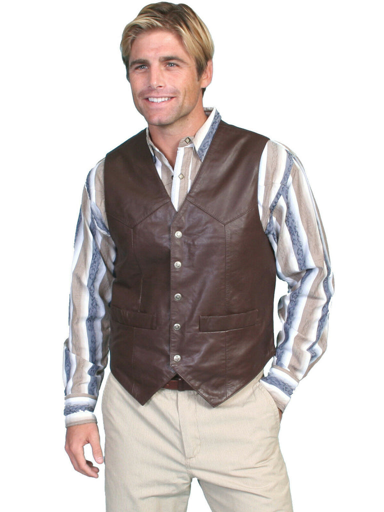 Scully Leather Men's Lambskin or Suede Snap Vest 507