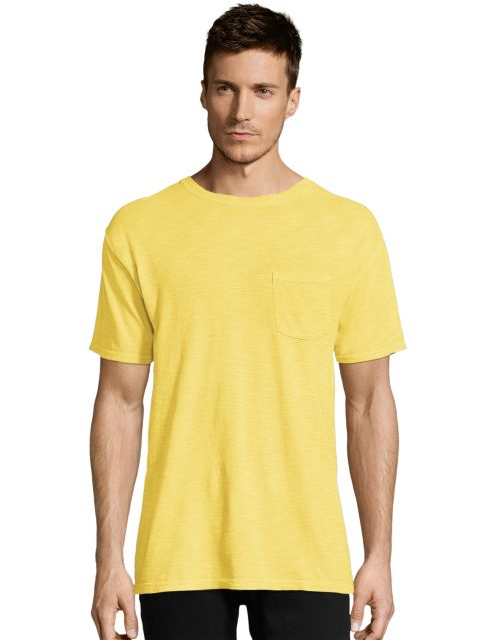 Hanes Men's 1901 Heritage Dyed Short Sleeve Crewneck Pocket Tee 5A59D GRTDYE