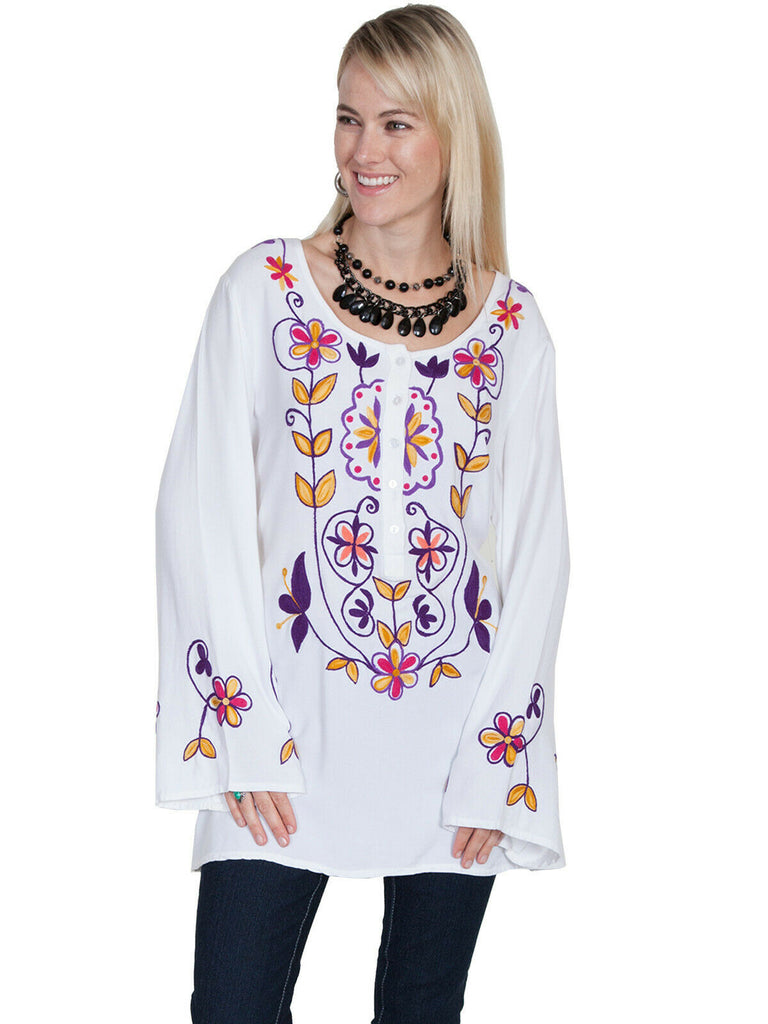 Scully Women's Embroidered Peasant Blouse E190