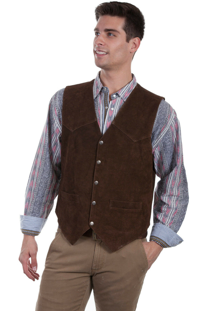 Scully Leather Men's Lambskin or Suede Snap Vest 507