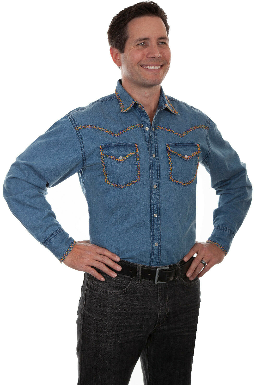 Scully Men's Long Sleeve Denim Western Shirt PS-236
