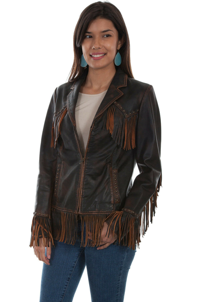 Scully Ladies Vintage Lamb Star Studded Fringe Jacket L1026