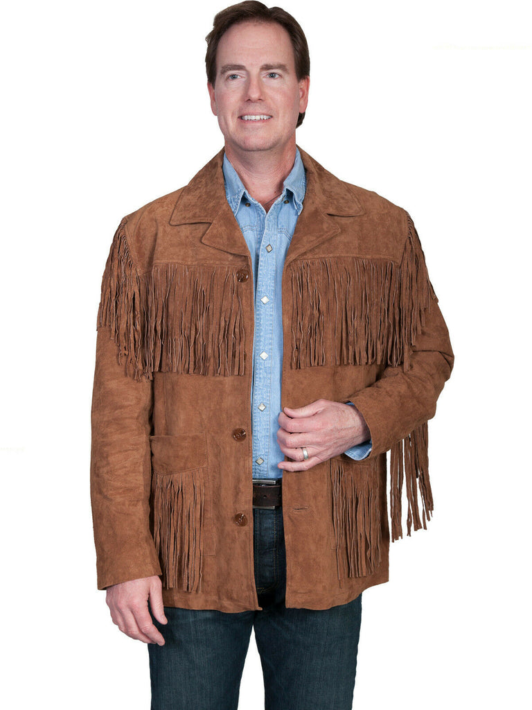 Scully Leather Men's Boar Suede Button Front Fringe Jacket 86
