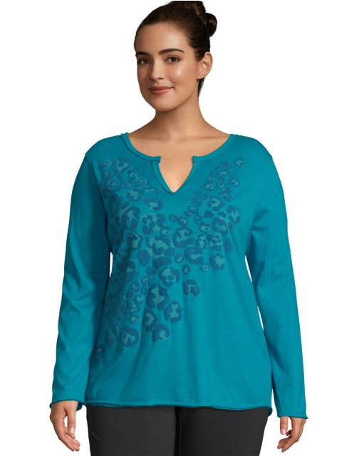 JMS Split Neck Long Sleeve Graphic Tee OJ935