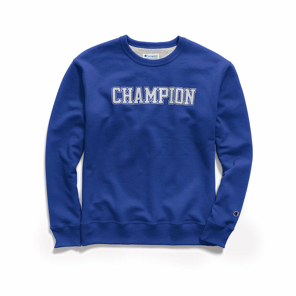 Champion Men's Powerblend® Fleece Crew, Mesh-Effect Logo GF88H Y07420