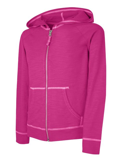 Hanes Girls' Slub Jersey Full-Zip Hoodie K208