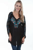 Scully Womens Viscose Feather Folk Long Sleeve Tunic HC329
