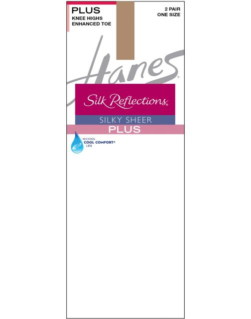 Hanes Silk Reflections Plus Knee Highs Enhanced Toe 00P19