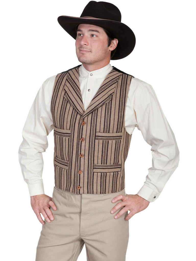 Scully Men's Wahmaker Striped Notched Lapels Vest Acrylic Blend 541214