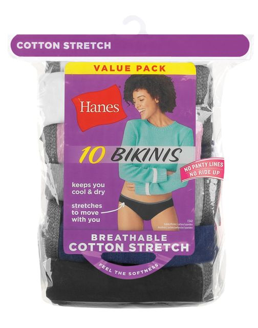 Women's Breathable Cotton Stretch Bikini 10-Pack