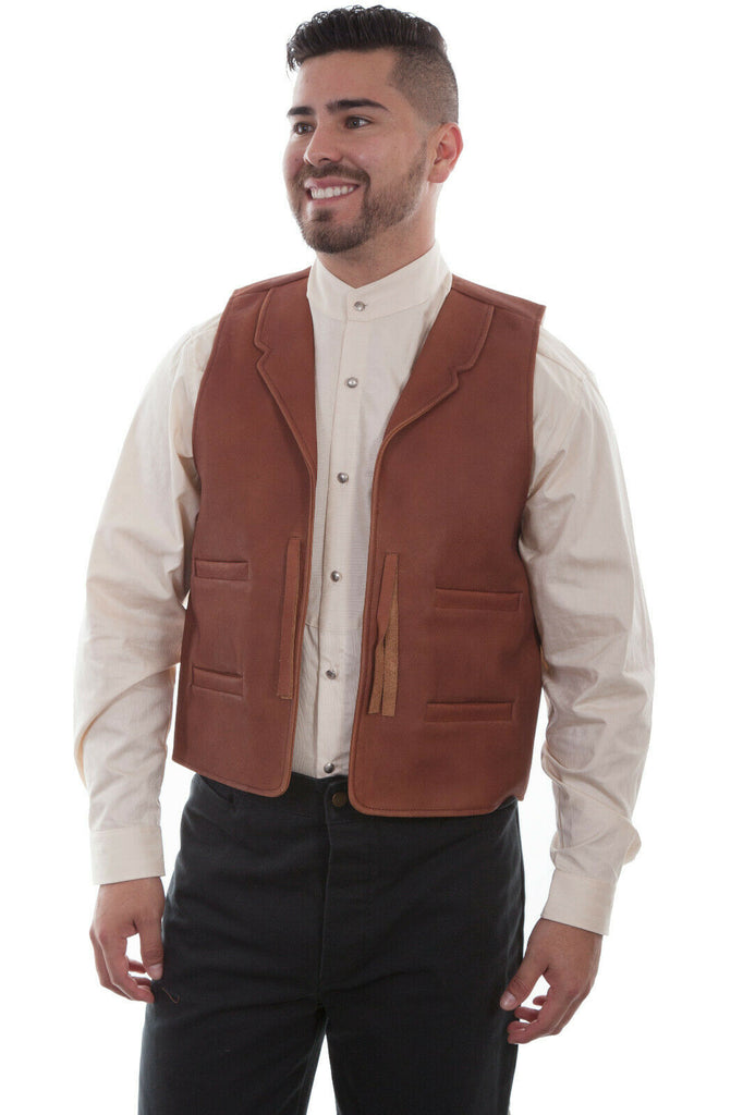 Scully Wahmaker Men's Leather Classic Big 3X-4X Duck Back Vest 535044X