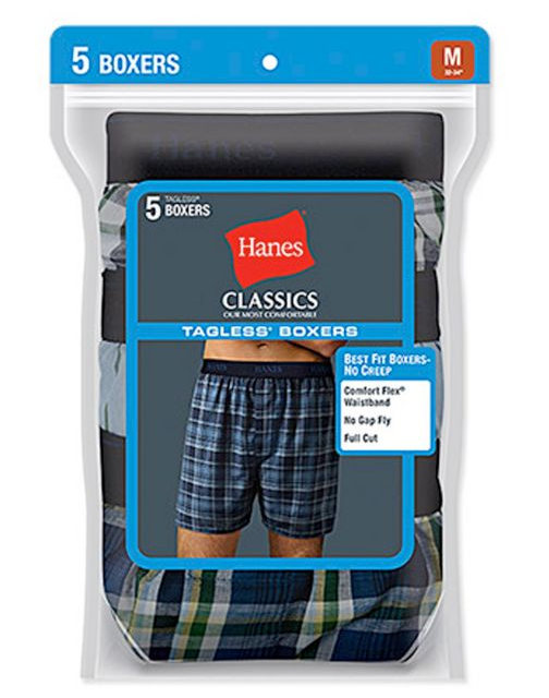 Hanes Classic Mens Yarn Dyed Exposed Waistband Boxer P5 798BP5