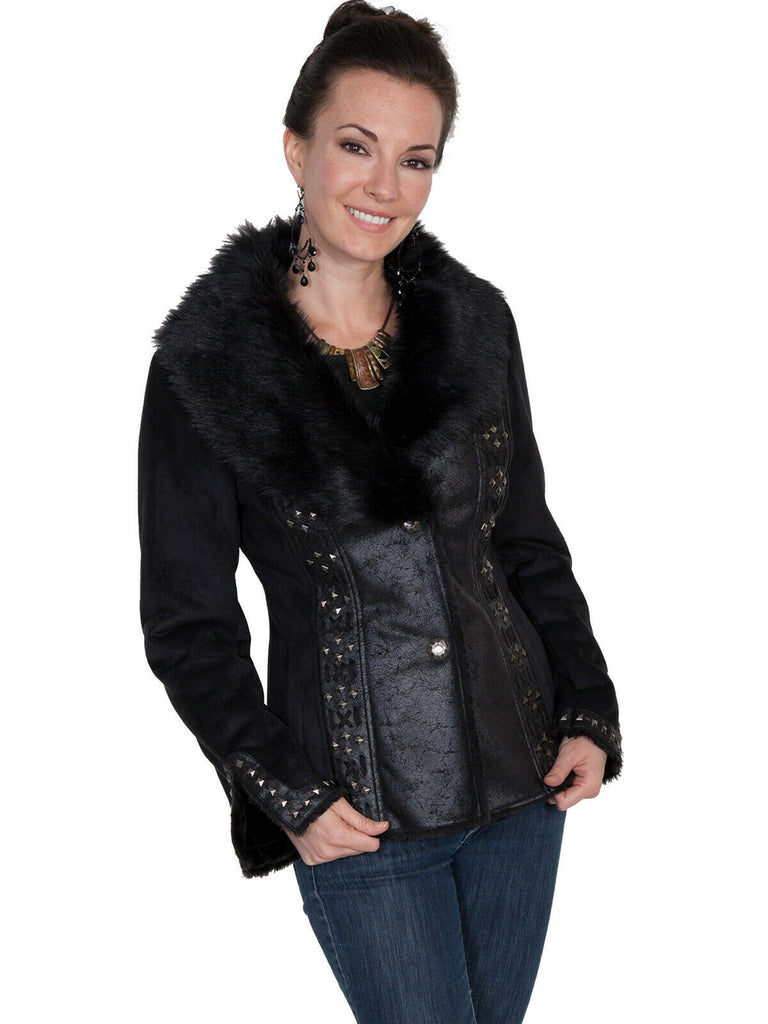 Scully Women's Black Faux Fur Stud Jacket 8021