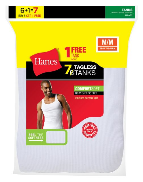 Hanes Men's TAGLESS® ComfortSoft® A-Shirt 7-Pk (Includes 1 Free A-Shirt) 372AG7