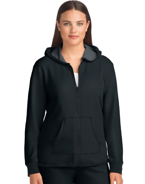 Hanes Women's French Terry High Low Zip Hoodie - Black 4B01