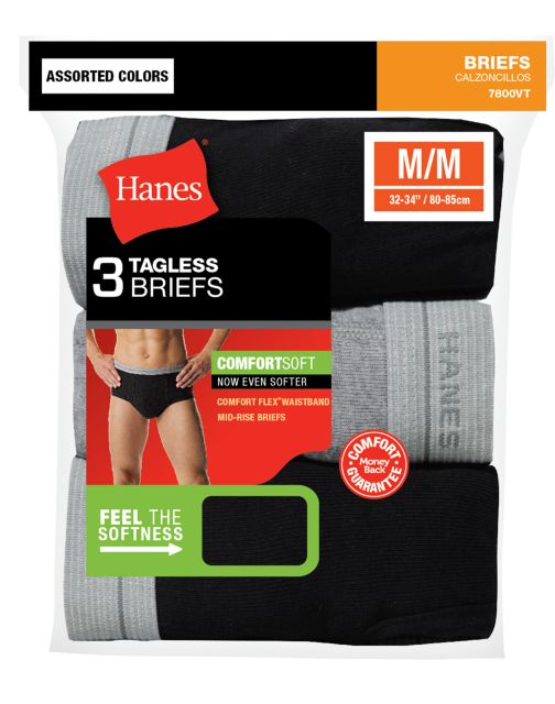 Hanes Men's TAGLESS® No Ride Up Fashion Briefs w/ComfortFlex® WB 3-Pack 7800VT