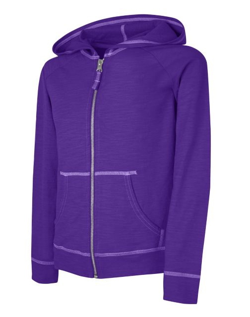 Hanes Girls' Slub Jersey Full-Zip Hoodie K208