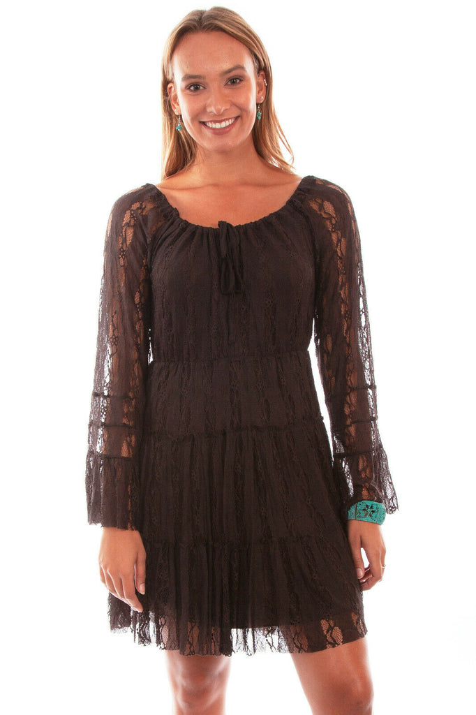 Scully Honey Creek Women's Lace Dress Ivory Drawstring Neck HC81
