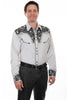 Scully Men's Western Shirt Poly Blend Floral Tooled Stitch Long Sleeve P-634